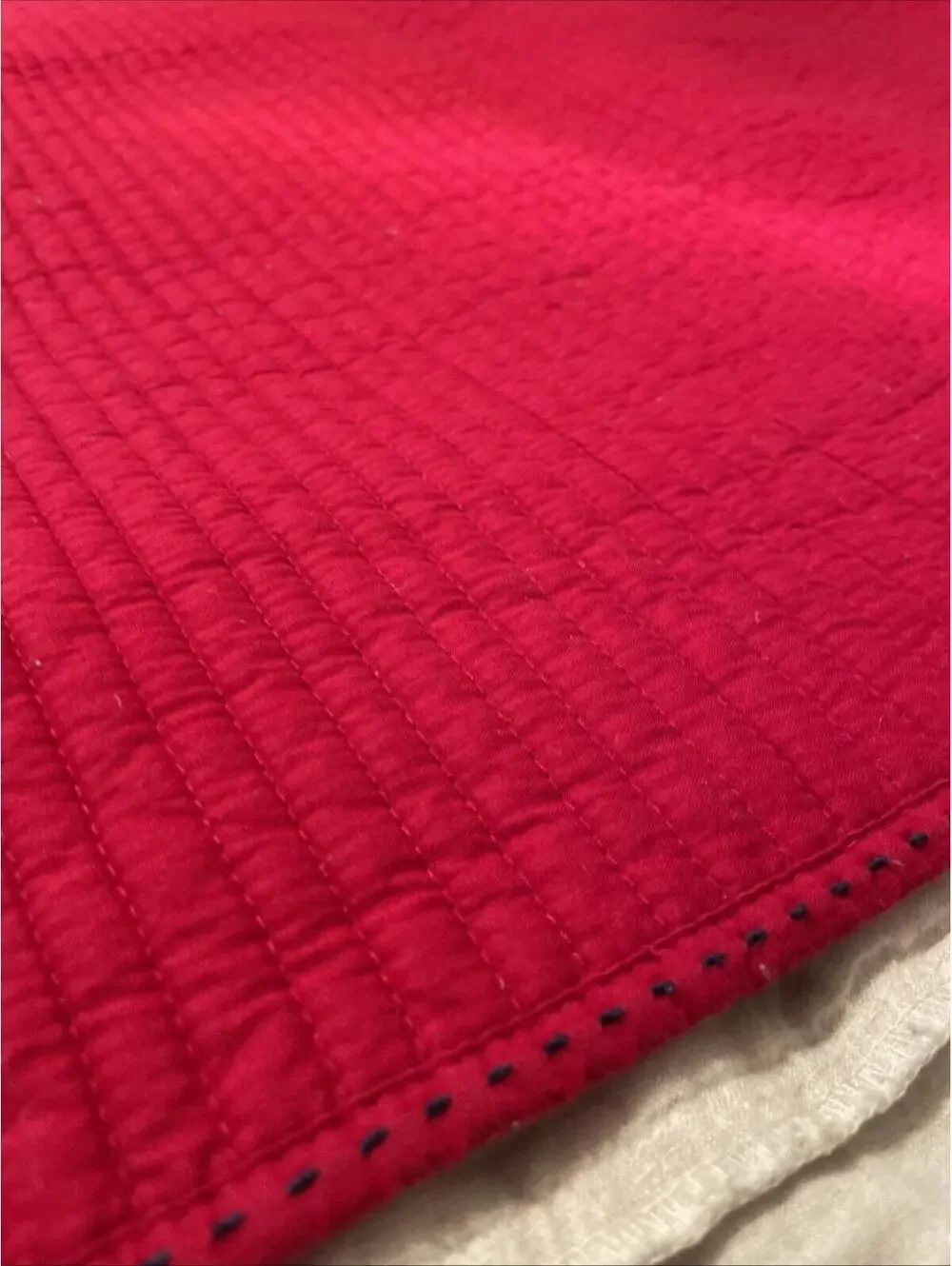 Pottery Barn Kids Plaid Quilt – 36” x 51” Red, White & Blue Reversible EUC